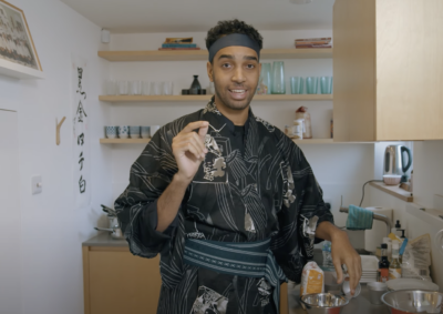 Niko chefs up in the kitchen on the finale of 'Come Dine With Me: Beta Squad Edition'